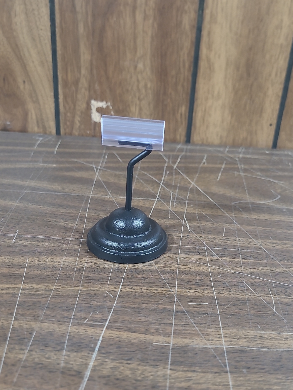 Small Black Metal Price Tag Holder with Clear Clip
